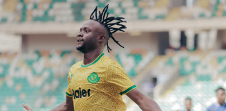 Young Africans forward, Mayele Fiston Kalala scored a brace against Rivers United in the CAF Confederation Cup quarter-final match in Uyo.