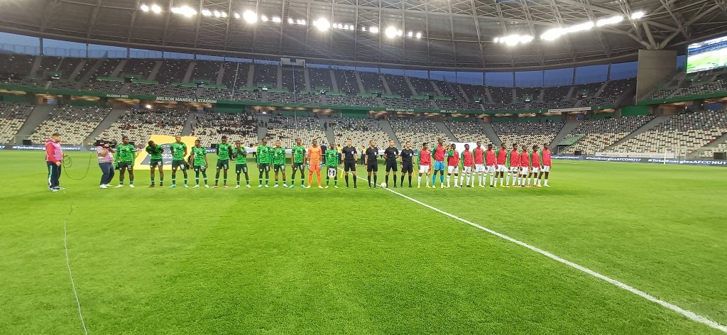 Nigeria and. Burkina Faso players before their quarter final match at the CAF U17 Africa Cup of Nations.